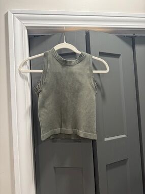 Aura Kids Ribbed Tank Top - Olive